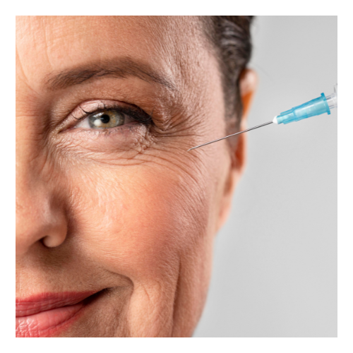 Pacientă care își tratează pielea cu colagen